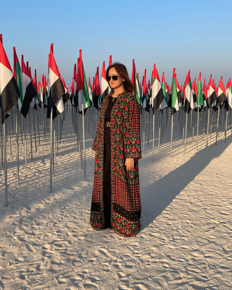 Flower Unity Jacket - Black/Red Chikankari Long Jacket (Handcrafted)