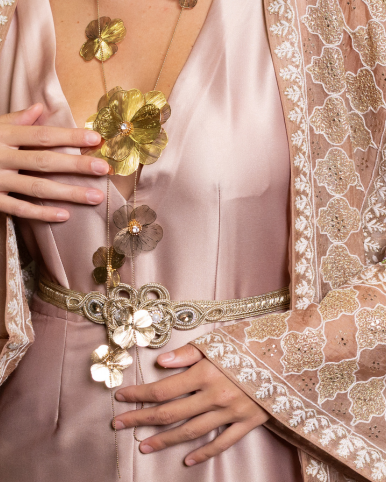 Truffle Bloom Gown - Organza Silk & Satin-Silk Evening Gown