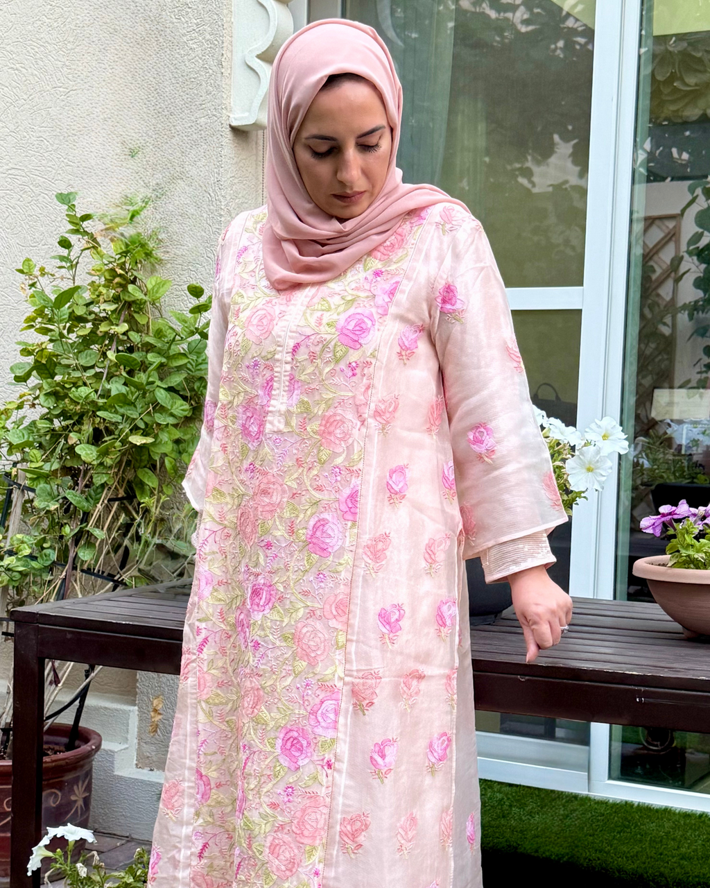 Gul Jalabiya Dress - Pastel Pink Chikankari Jalabiya