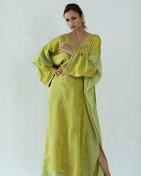 Noor Kaftan: Satin-Silk Chikankari Kaftan