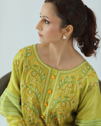 Noor Kaftan: Satin-Silk Chikankari Kaftan