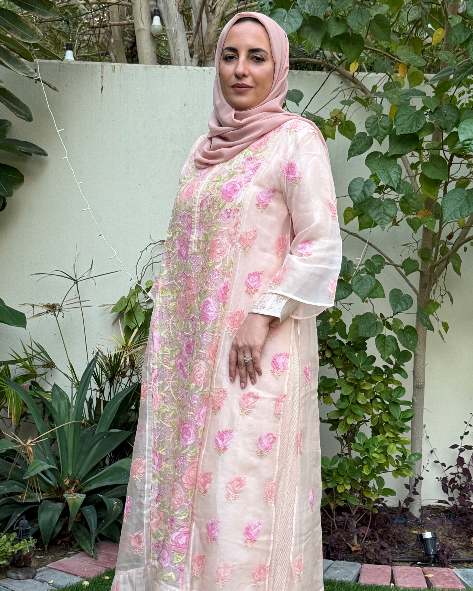 Gul Jalabiya Dress - Pastel Pink Chikankari Jalabiya