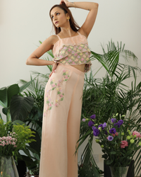 Sunshine Blossam Set - Hand-Embroidered Chiffon Two-Piece