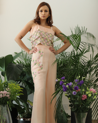 Sunshine Blossam Set - Hand-Embroidered Chiffon Two-Piece
