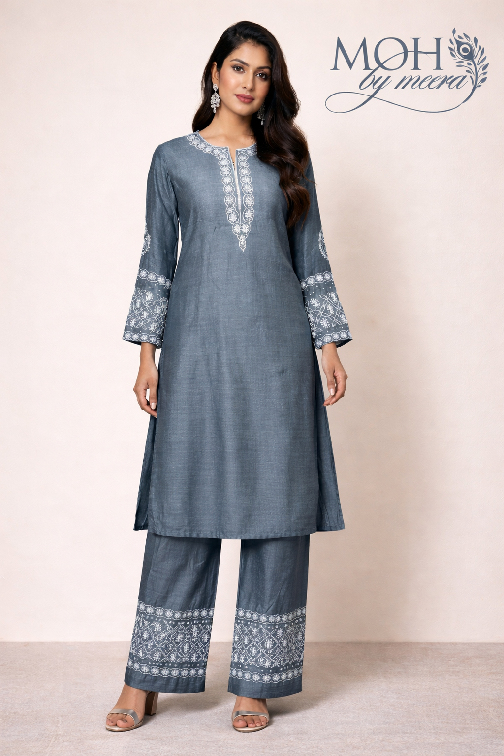 Mul Chanderi Co-ord Set with Farshi Salwar - Heavy Embroidery