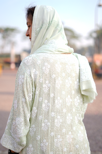 Noor-e-Henna Gown - Mint Georgette Two-Piece with Chikankari