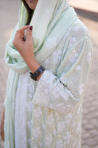 Noor-e-Henna Gown - Mint Georgette Two-Piece with Chikankari