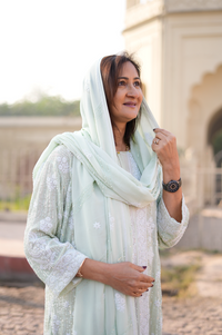Noor-e-Henna Gown - Mint Georgette Two-Piece with Chikankari