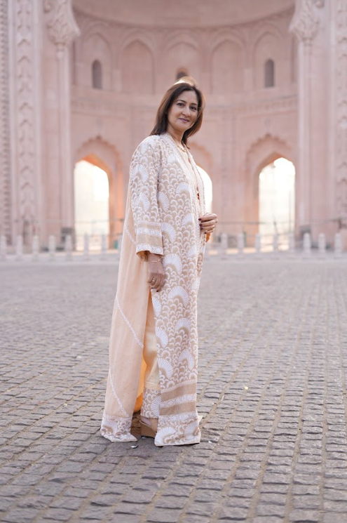 Layali Luxe Long Jacket - Chikankari Embroidered Silk Longline Jacket
