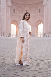 Layali Luxe Long Jacket - Chikankari Embroidered Silk Longline Jacket