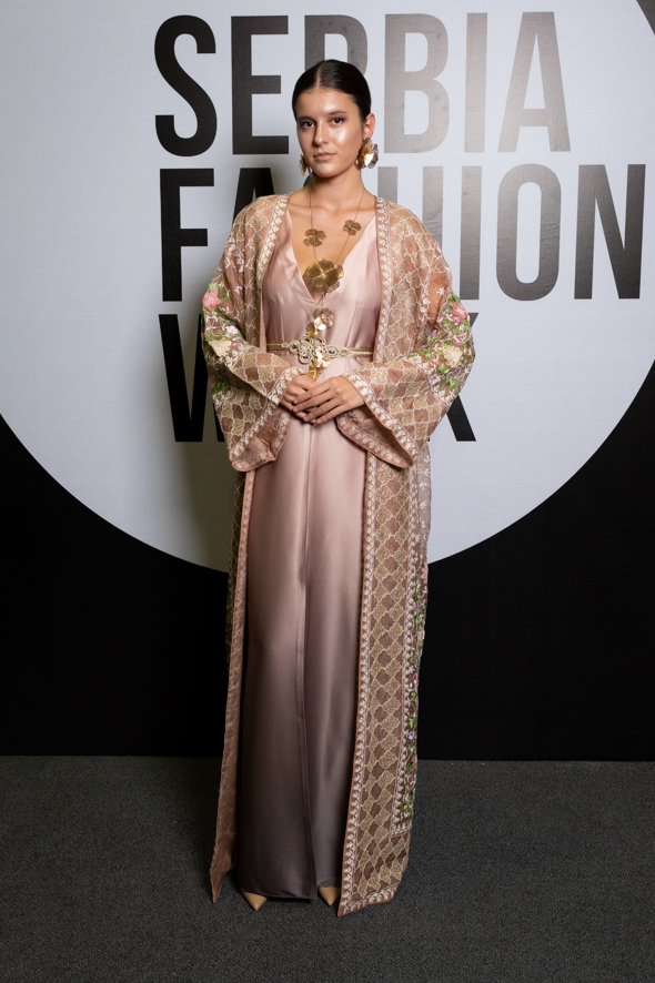 Truffle Bloom Gown - Organza Silk & Satin-Silk Evening Gown