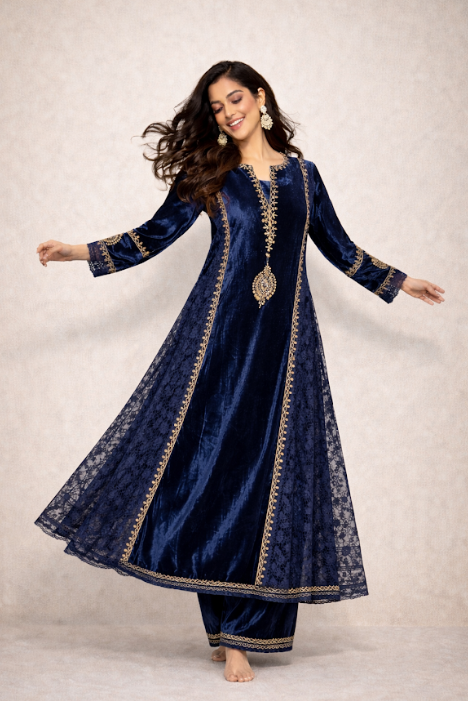 Rich Velvet Suit - Stitched Anarkali / Unstitched Straight Suit