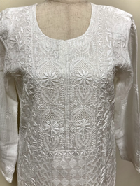 Pristine White Kota Suit with Dupatta - Fine Chikankari & Buta Detailing