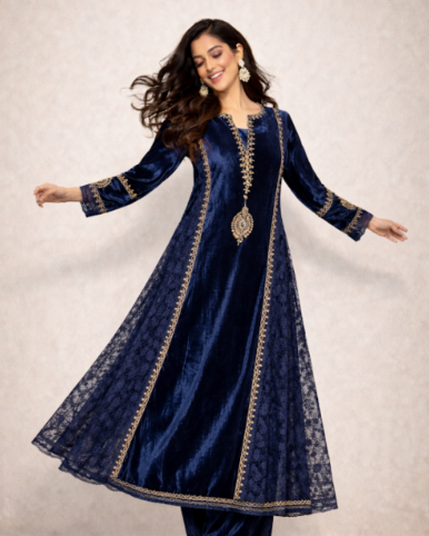 Rich Velvet Suit - Stitched Anarkali / Unstitched Straight Suit