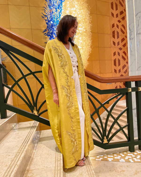 Zaed-E-Khubsurat, Long Tissue Jacket - Yellow