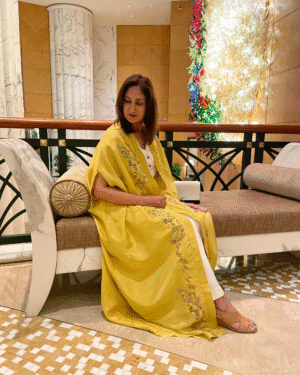 Zaed-E-Khubsurat, Long Tissue Jacket - Yellow