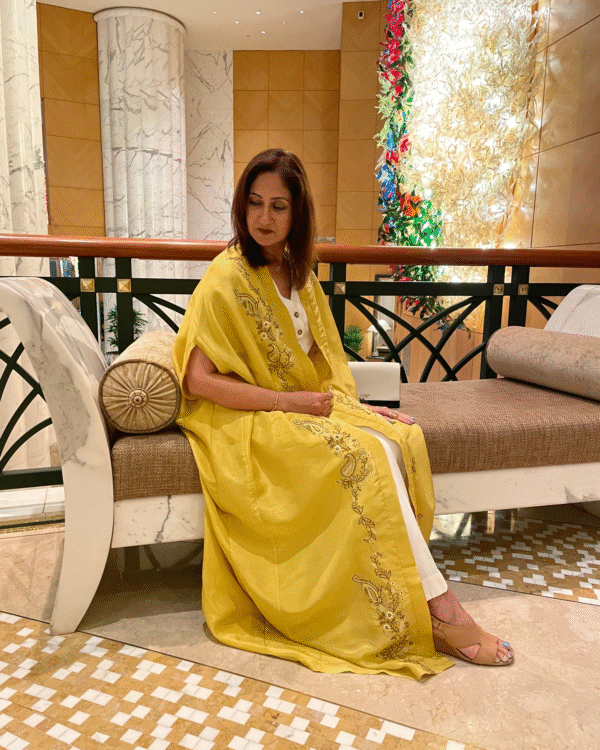 Zaed-E-Khubsurat, Long Tissue Jacket - Yellow