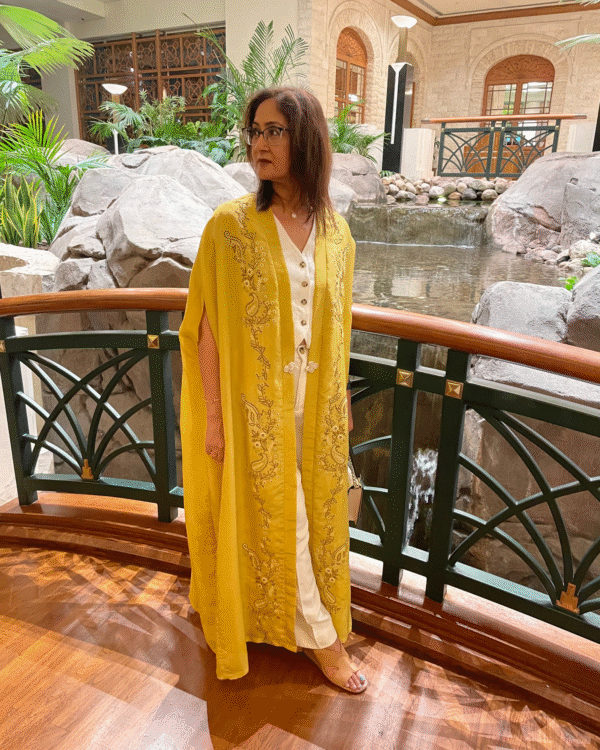 Zaed-E-Khubsurat, Long Tissue Jacket - Yellow