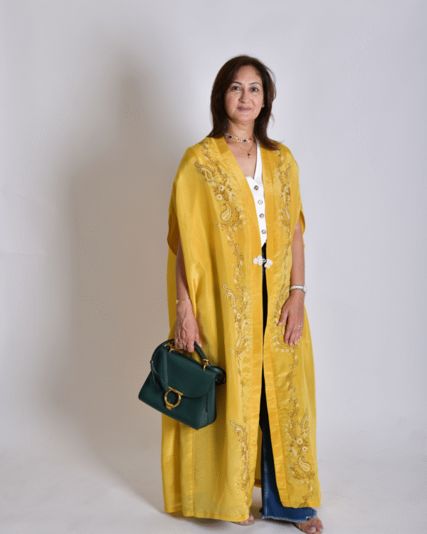 Zaed-E-Khubsurat, Long Tissue Jacket - Yellow
